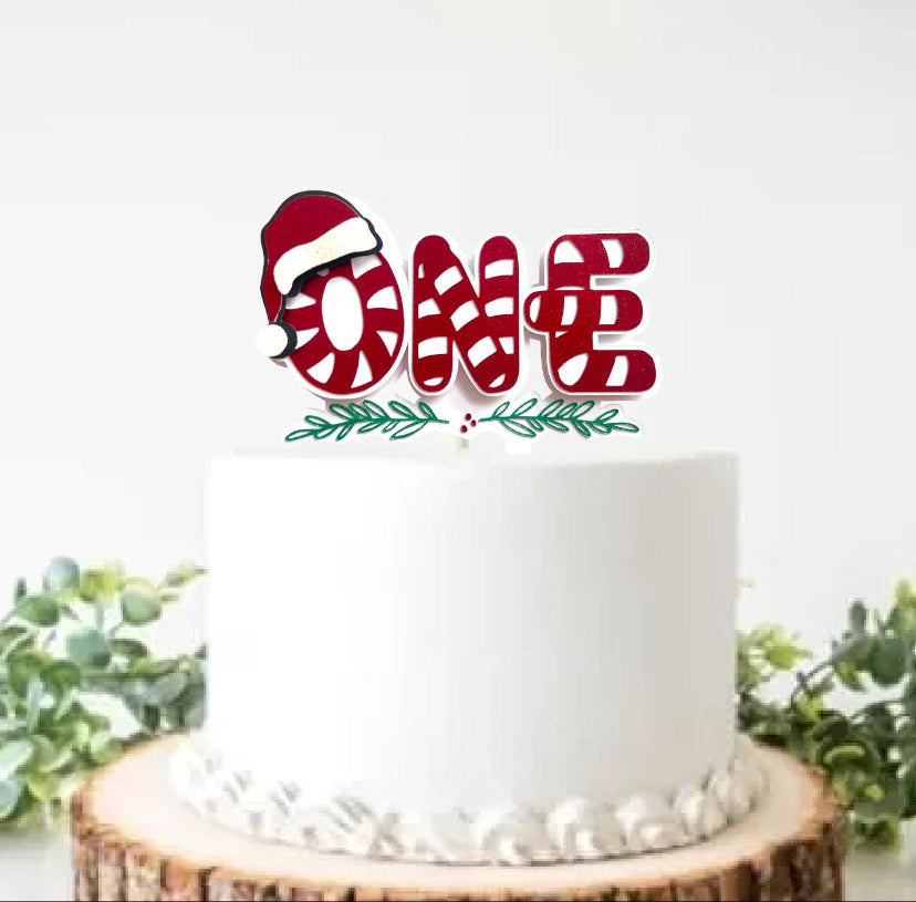 Candy cane smash cake topper