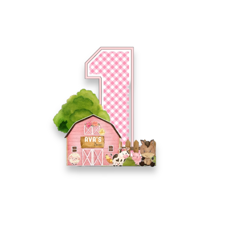 Pink Farm Birthday Large 3D Letters