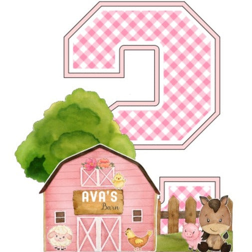 Pink Farm Birthday Large 3D Letters