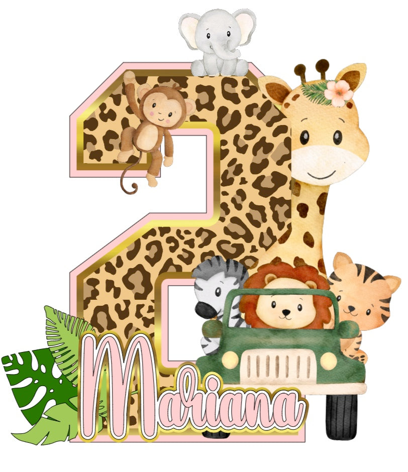 Jungle Safari - Large Pink 3D Letters