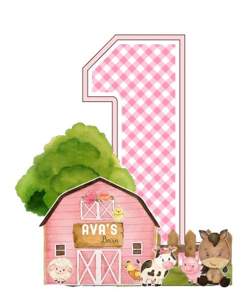 Pink Farm Birthday Large 3D Letters