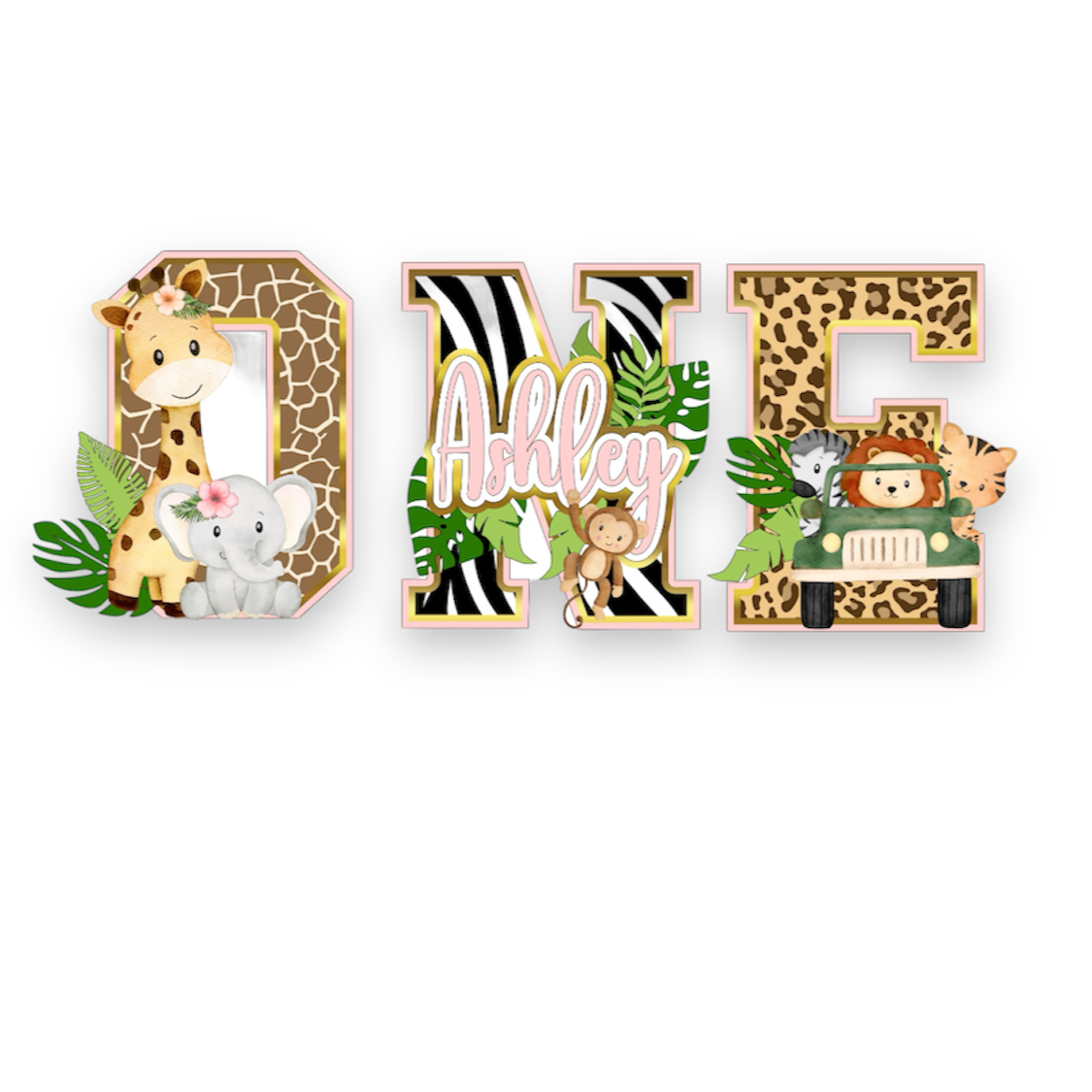 Jungle Safari - Large Pink 3D Letters