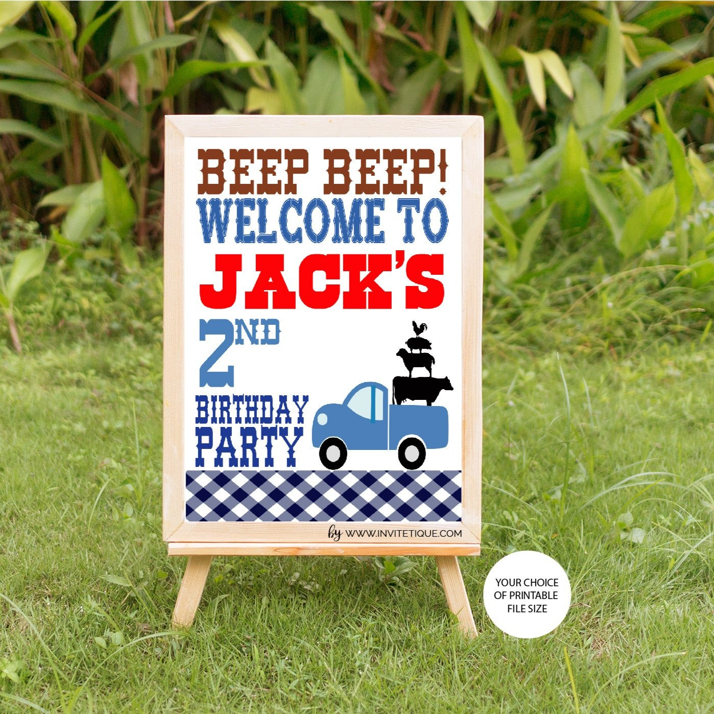 blue truck birthday sign decor